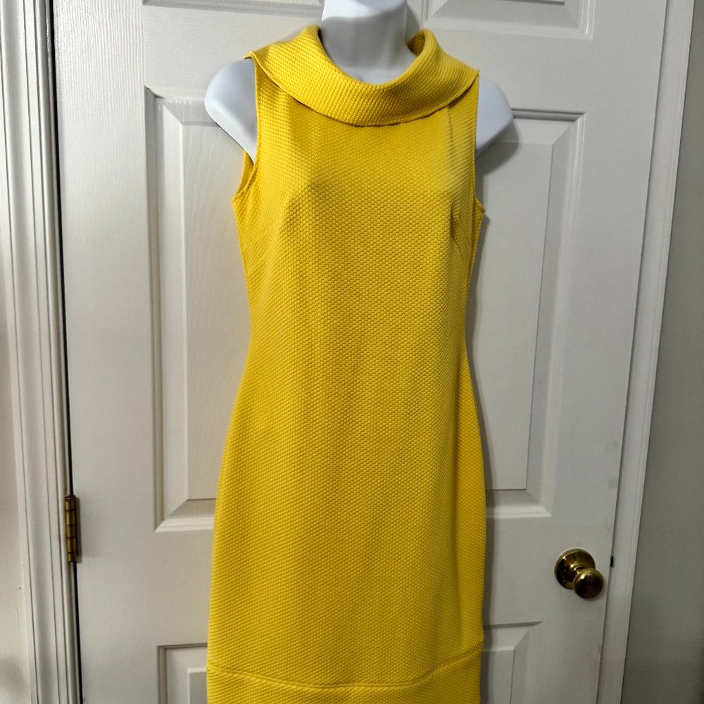 American Living yellow textured sheath dress size 2